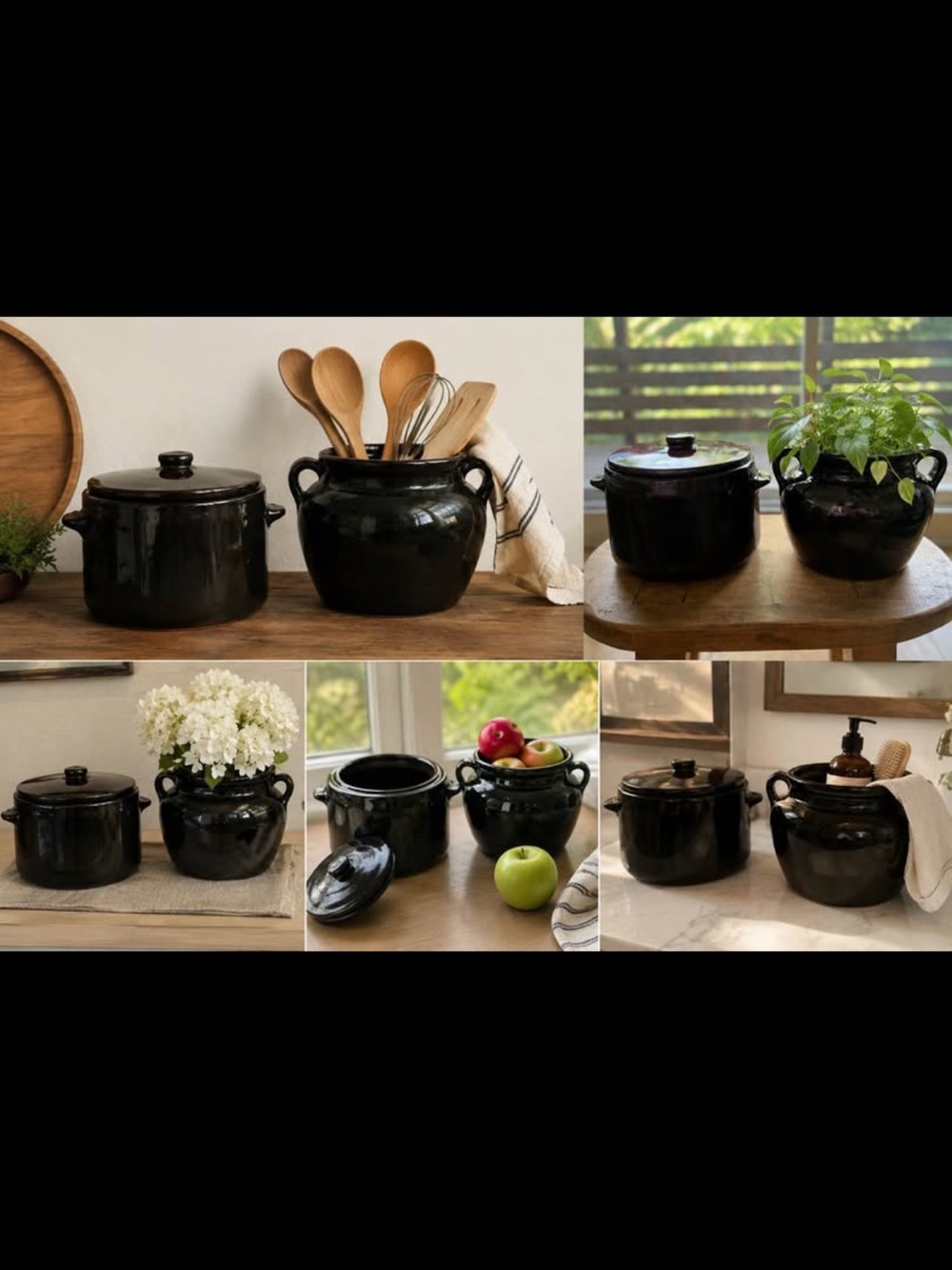 Vintage Brown Stoneware Crock Set – 2 Pieces